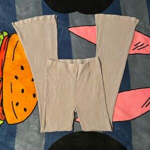 h&m grey ribbed flare pants